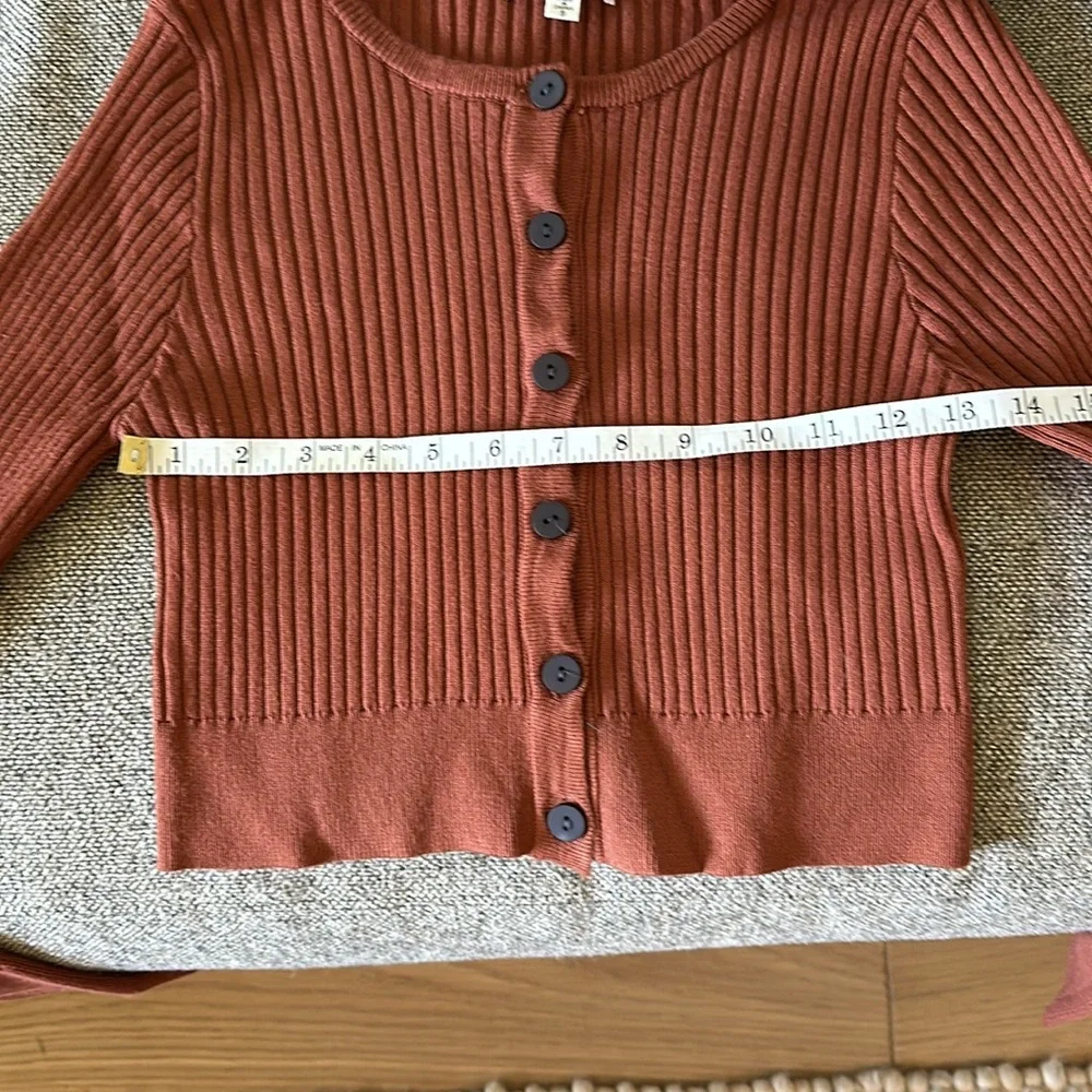 Vici Collection Rust Ribbed Button-Up Cropped Cardigan - Picture 11 of 12
